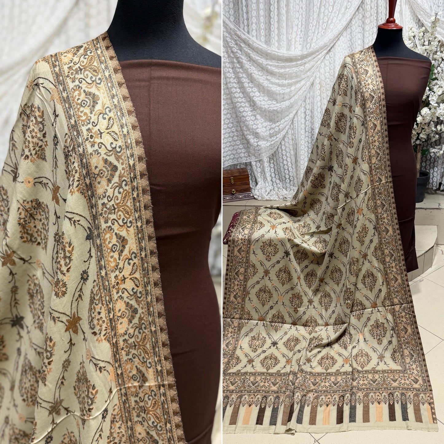 3 Piece Kani Shawl Suit | Plain Marina Suit With Kani Pashmina Shawl Perfect Gift