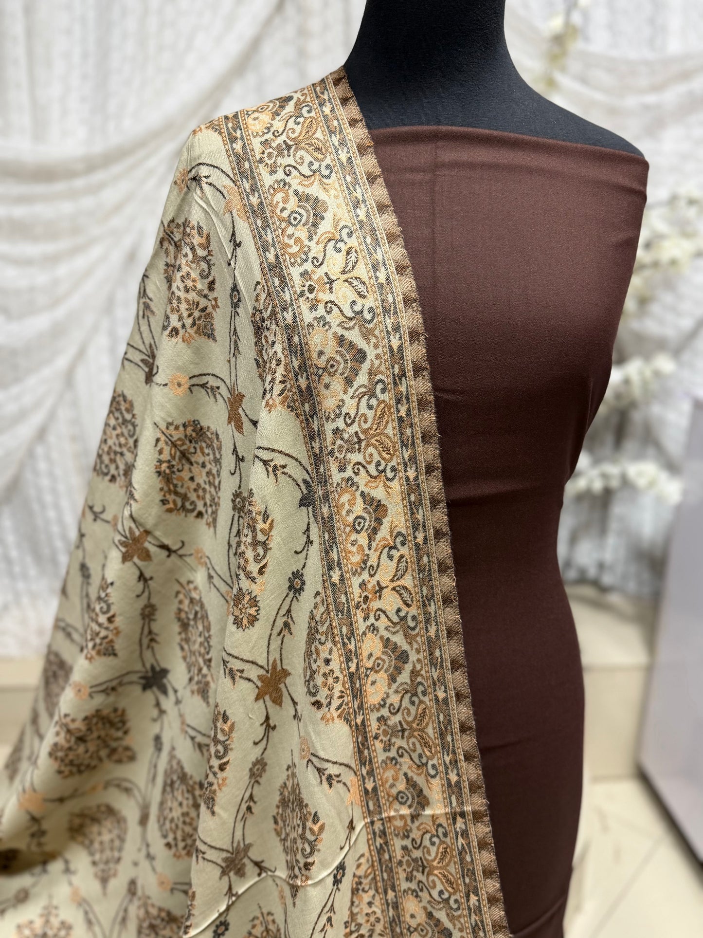 3 Piece Kani Shawl Suit | Plain Marina Suit With Kani Pashmina Shawl Perfect Gift