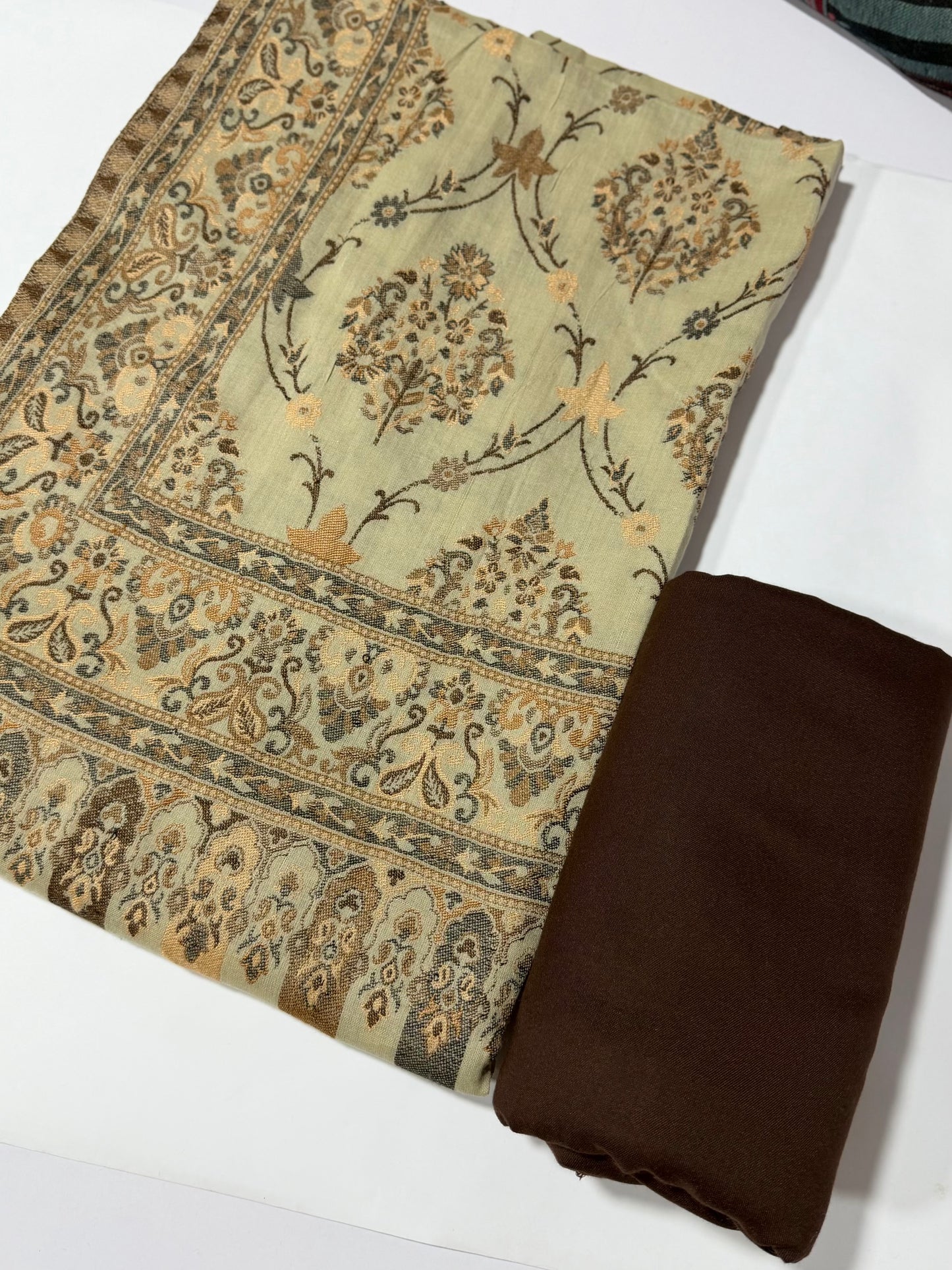 3 Piece Kani Shawl Suit | Plain Marina Suit With Kani Pashmina Shawl Perfect Gift
