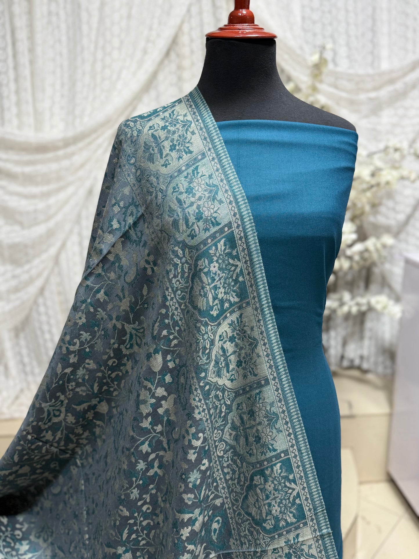 3 Piece Kani Shawl Suit | Plain Marina Suit With Kani Pashmina Shawl Perfect Gift