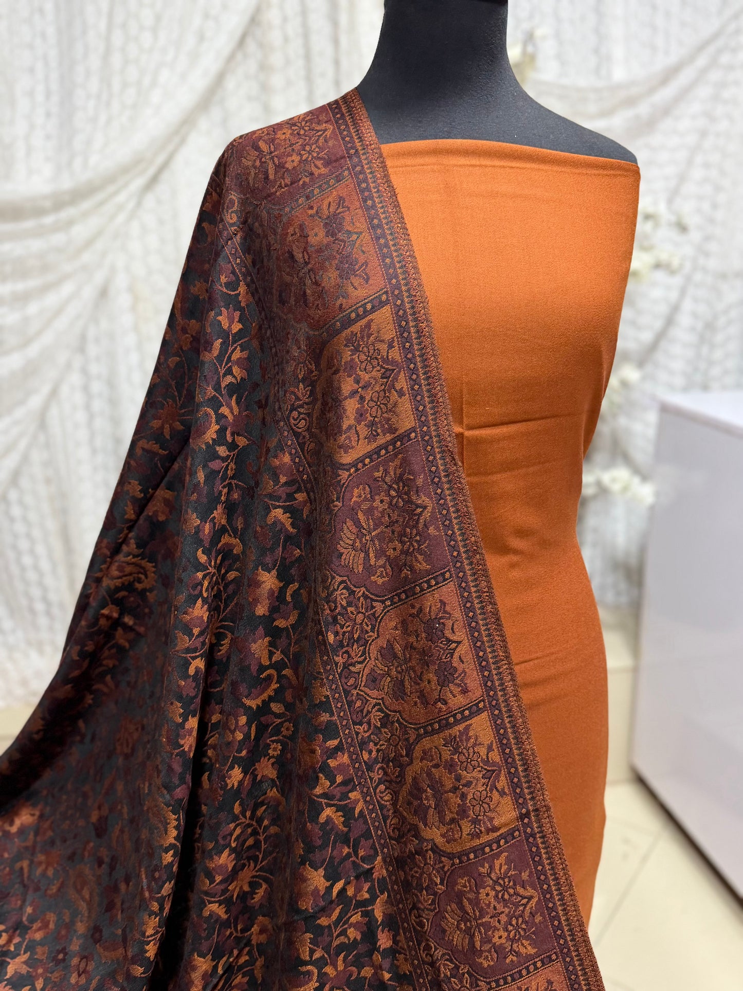 3 Piece Kani Shawl Suit | Plain Marina Suit With Kani Pashmina Shawl Perfect Gift