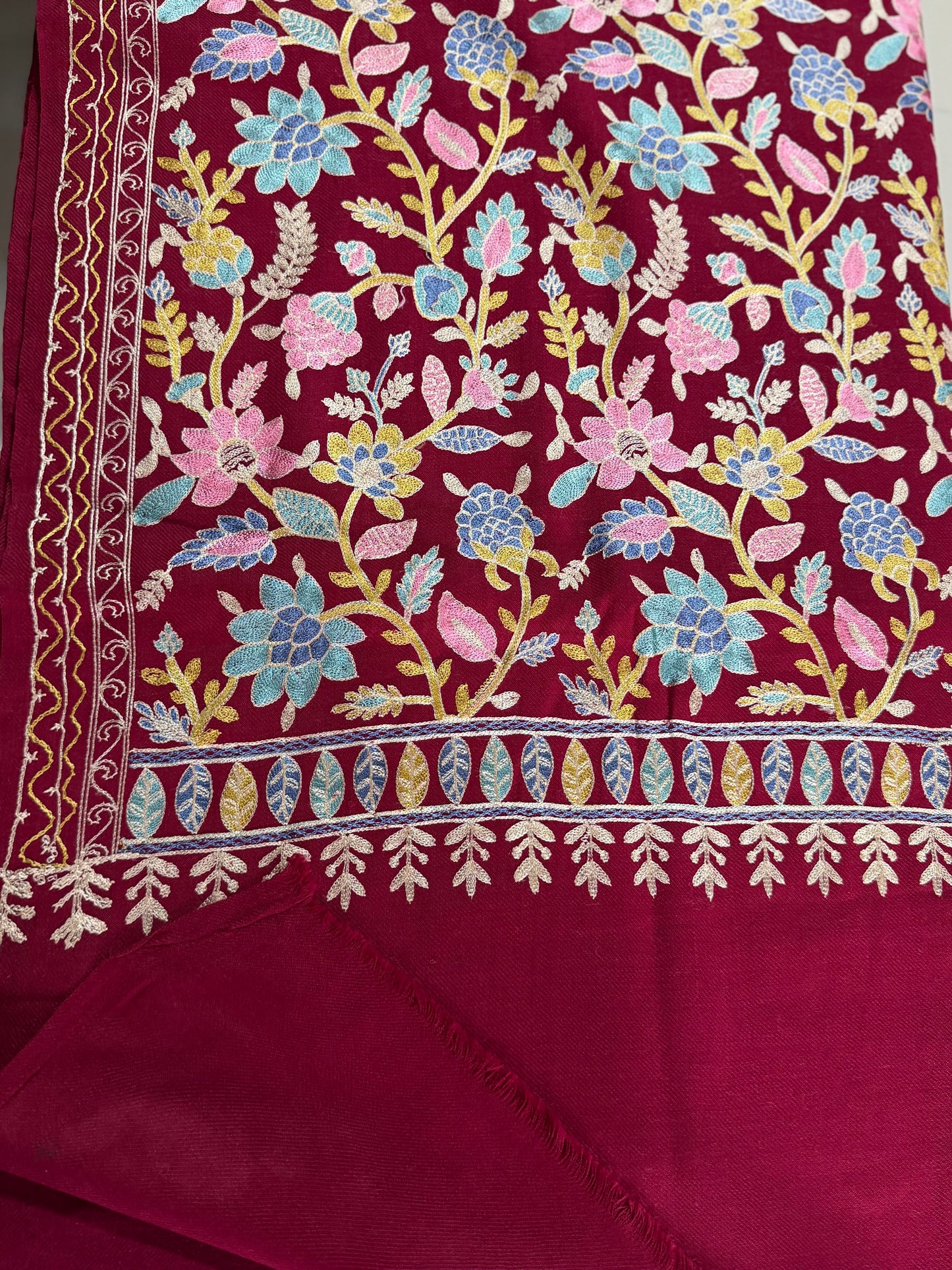 Kashmiri Jaal Shawl | Full Embroidered Shawl Resham Work Aar Embroidery