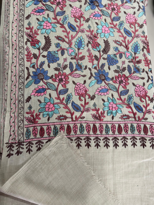 Kashmiri Jaal Shawl | Full Embroidered Shawl Resham Work Aar Embroidery