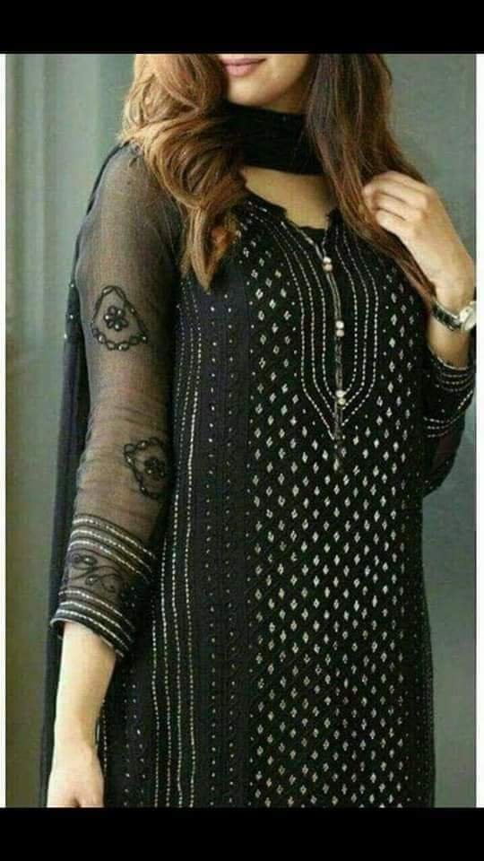 2 Piece Chiffon Aar Mukesh Suit Green
