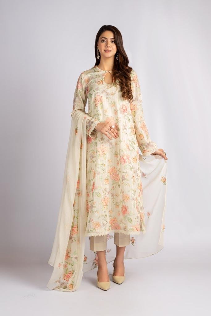 Breeze Chiffon 2 Pc Embroidered Suit