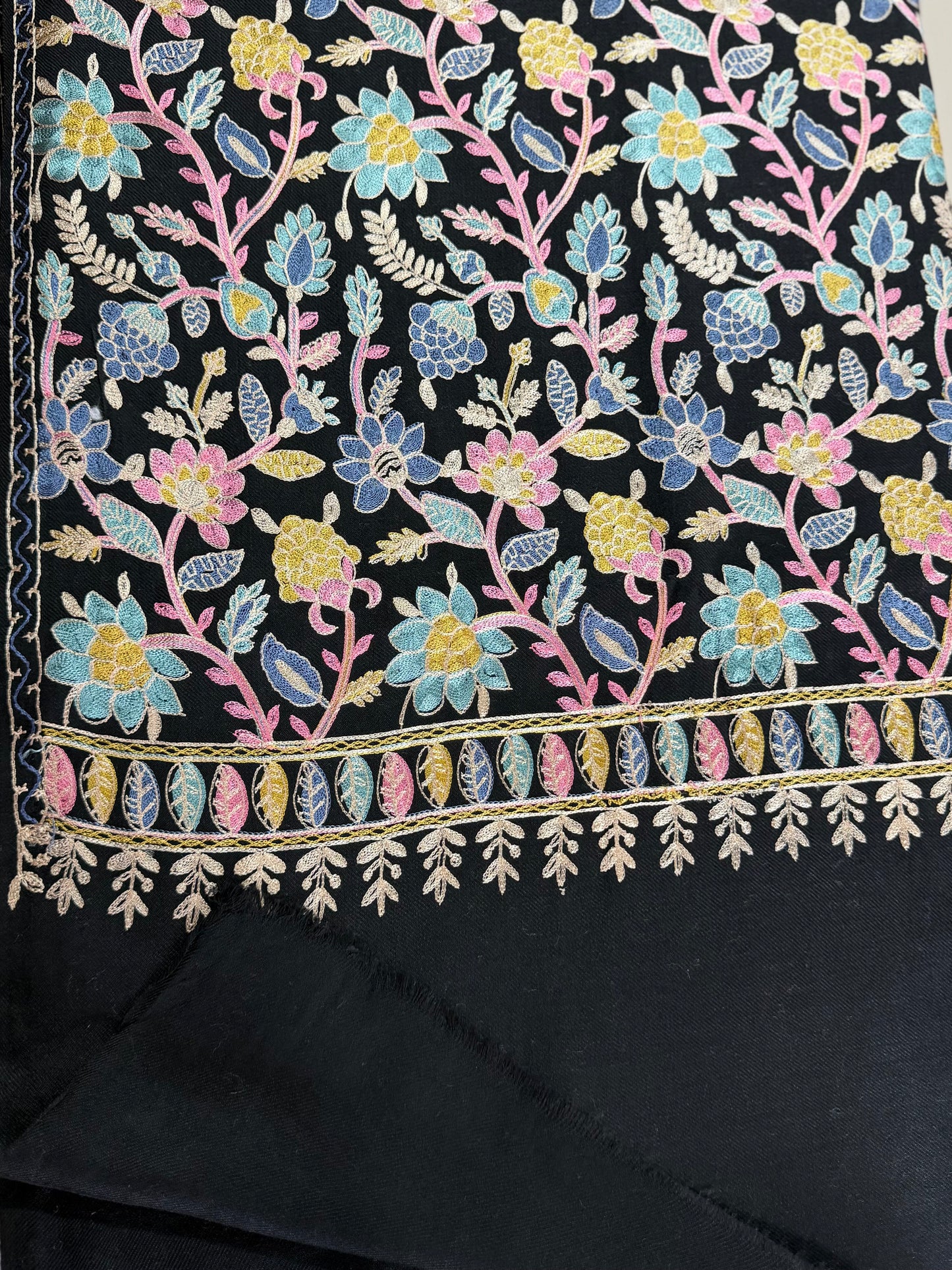 Kashmiri Jaal Shawl | Full Embroidered Shawl Resham Work Aar Embroidery