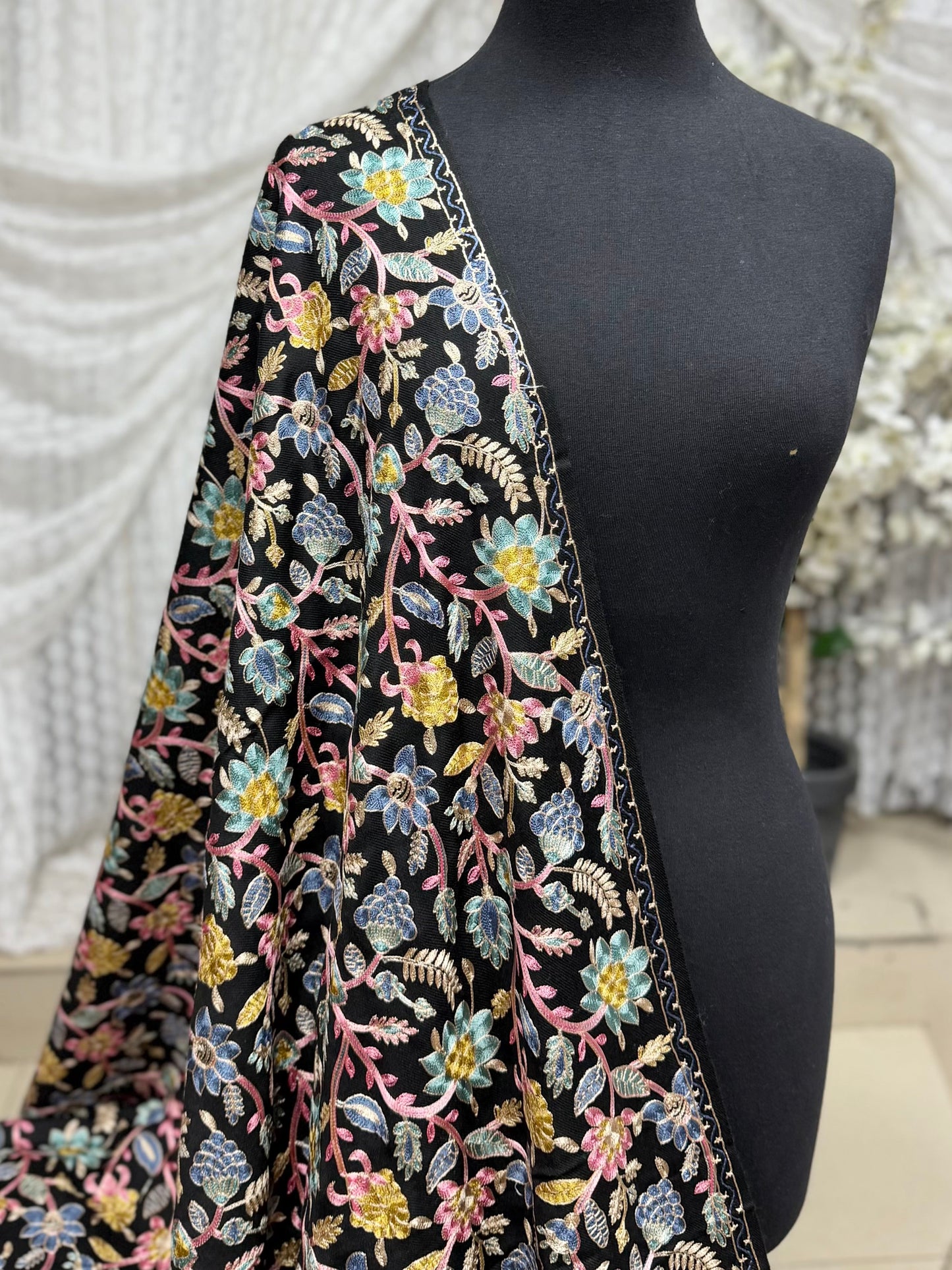 Kashmiri Jaal Shawl | Full Embroidered Shawl Resham Work Aar Embroidery
