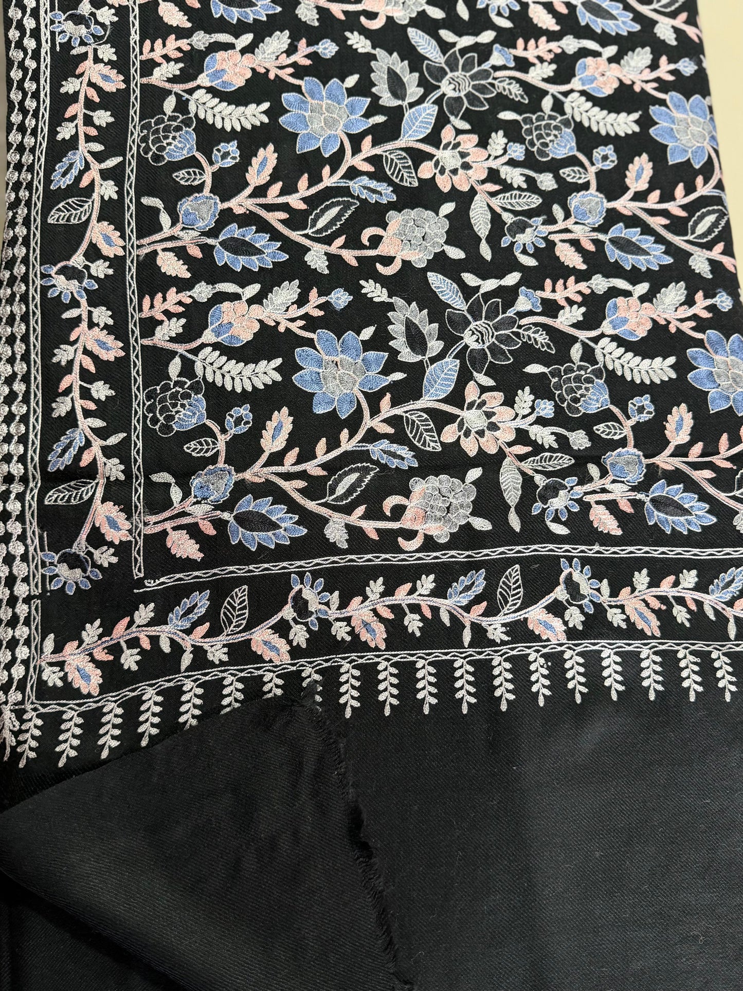Kashmiri Jaal Shawl | Full Embroidered Shawl Resham Work Aar Embroidery
