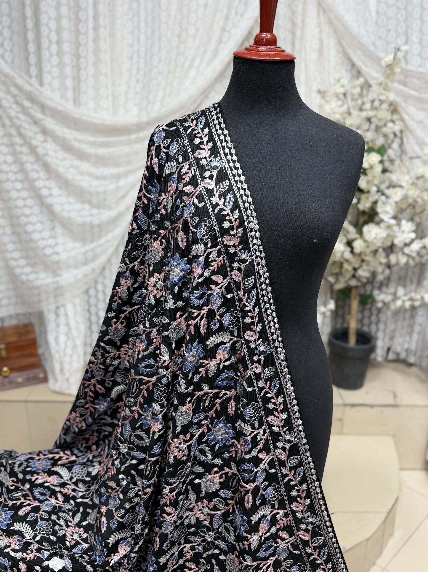 Kashmiri Jaal Shawl | Full Embroidered Shawl Resham Work Aar Embroidery