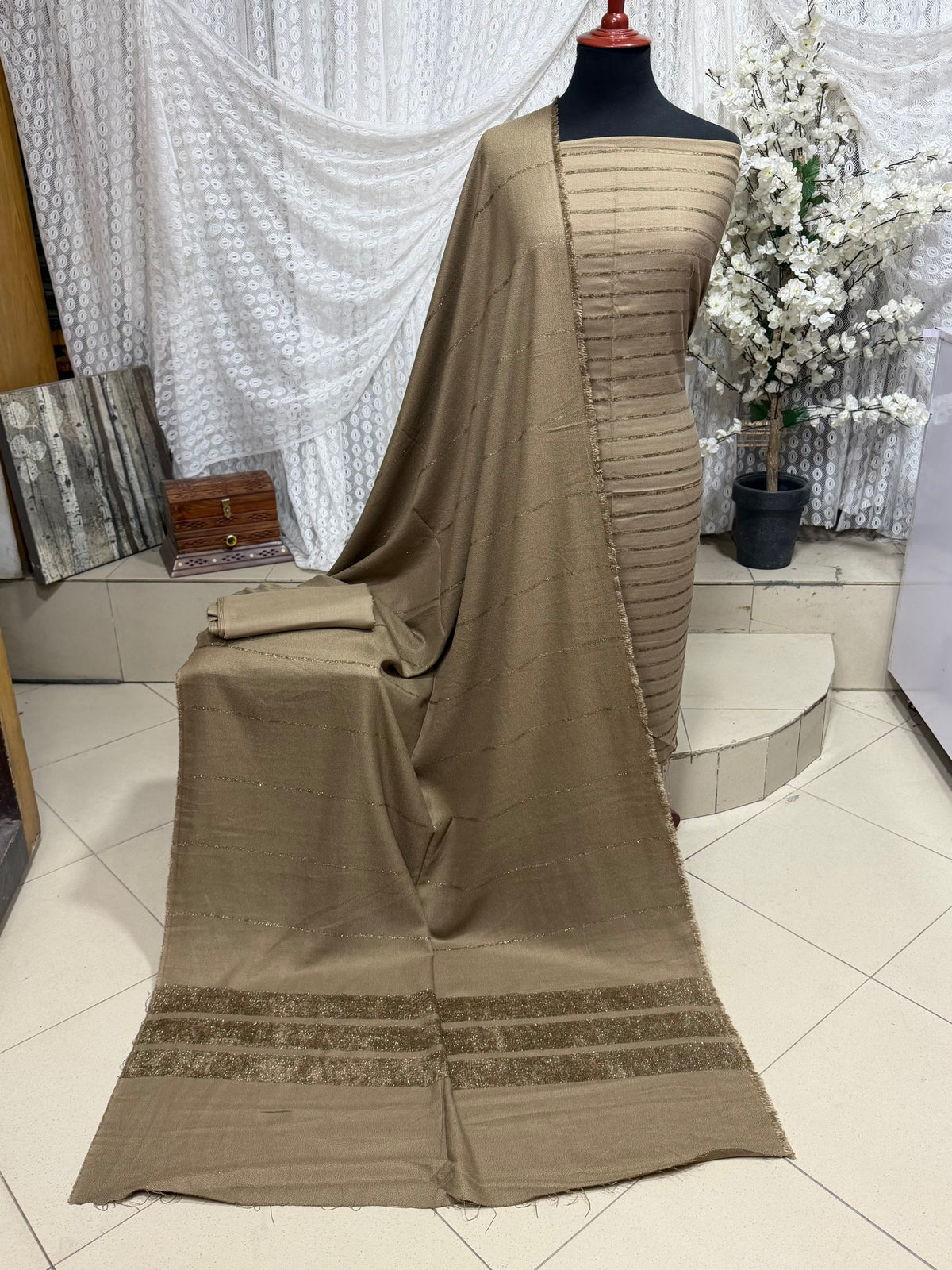 3 Piece Suit | Velvet  Marina Suit Allover With Shawl | New Arrival Beautiful Gift | Dark Skin