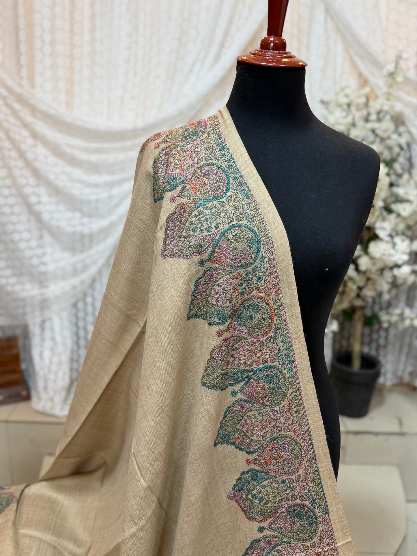 Pashmina Shawl Border Embroidery | Handmade Shawl Perfect Gift | Skin