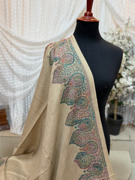 Pashmina Shawl Border Embroidery | Handmade Shawl Perfect Gift | Skin