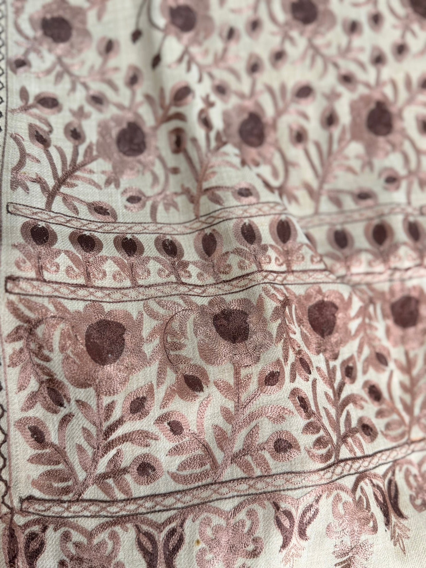 Kashmiri Jaal Shawl | Full Embroidered Shawl Resham Work Aar Embroidery | Skin