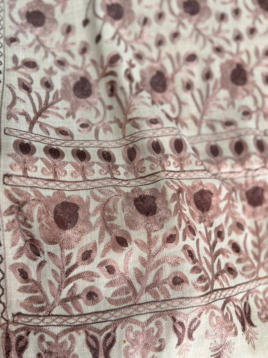 Kashmiri Jaal Shawl | Full Embroidered Shawl Resham Work Aar Embroidery | Skin