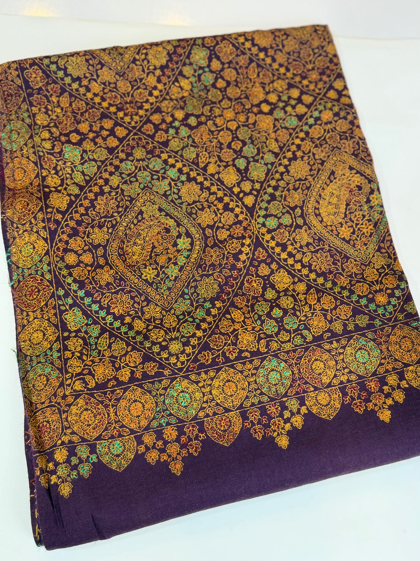 Special Pashmina Shawl | Hand Embroidery on Print Beautiful Jaal Shawl | Purple
