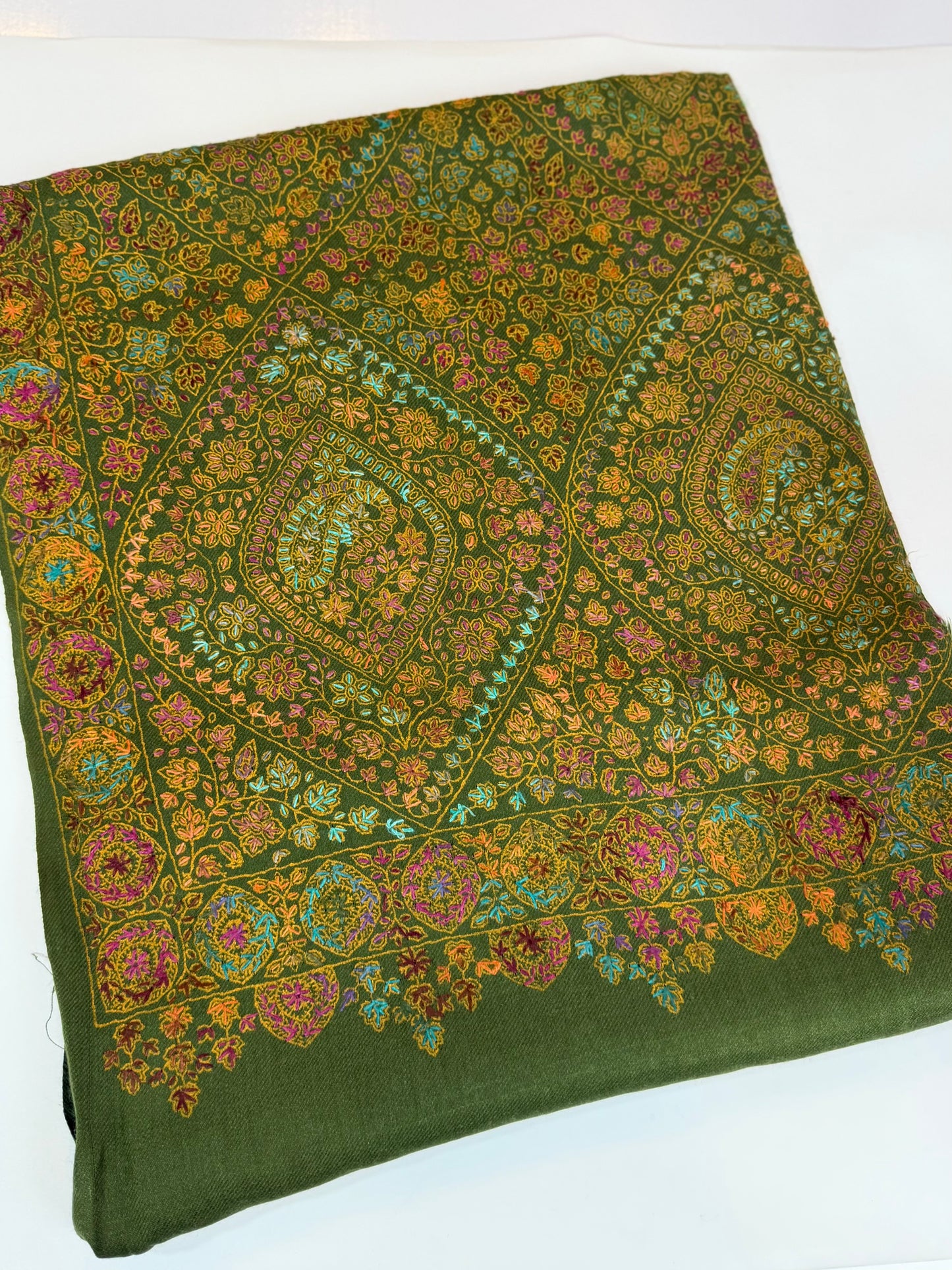 Special Pashmina Shawl | Hand Embroidery on Print Beautiful Jaal Shawl | Mehndi