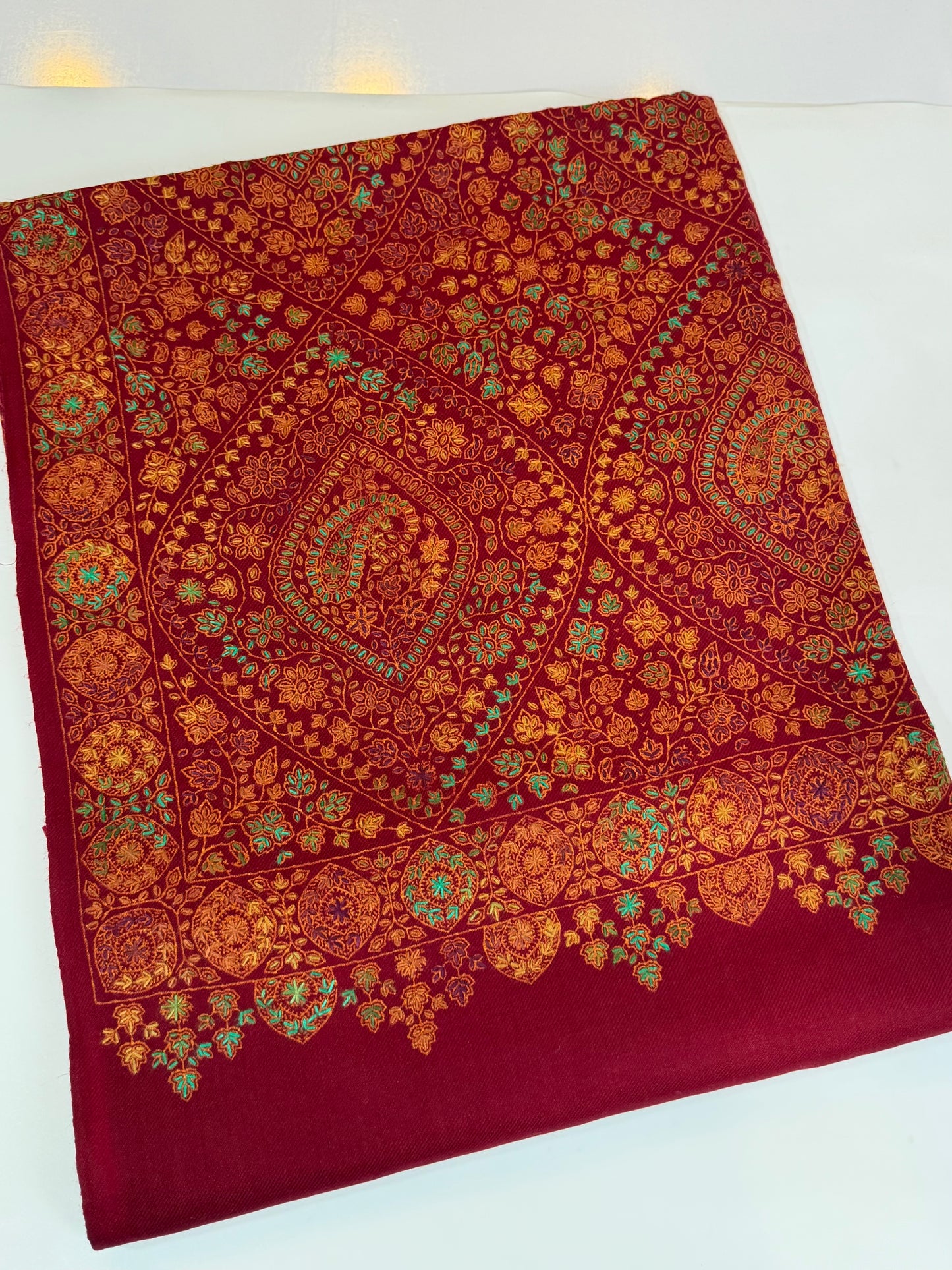 Special Pashmina Shawl | Hand Embroidery on Print Beautiful Jaal Shawl | Maroon