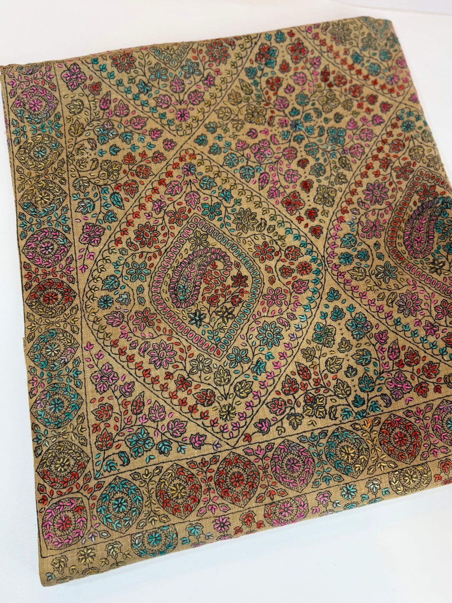 Special Pashmina Shawl | Hand Embroidery on Print Beautiful Jaal Shawl | Skin