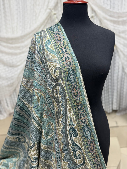 Qalamkar Shawl on Toosh Base | Made in Kashmir Multicolor Floral Design
