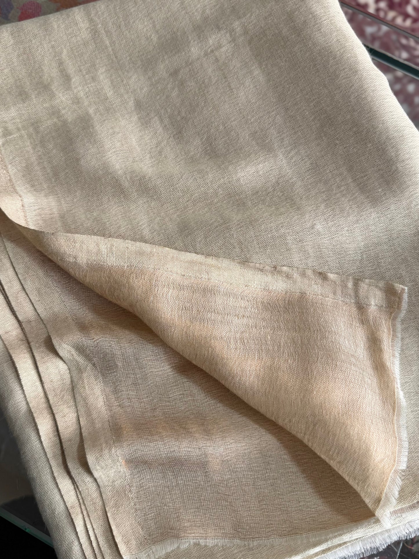 Moonlight Plain Toosh Shawl Made in Kashmir | Light Skin