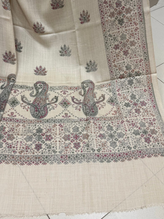 Pashmina Shawl | Hand Embroidery on Print Beautiful Shawl | Skin