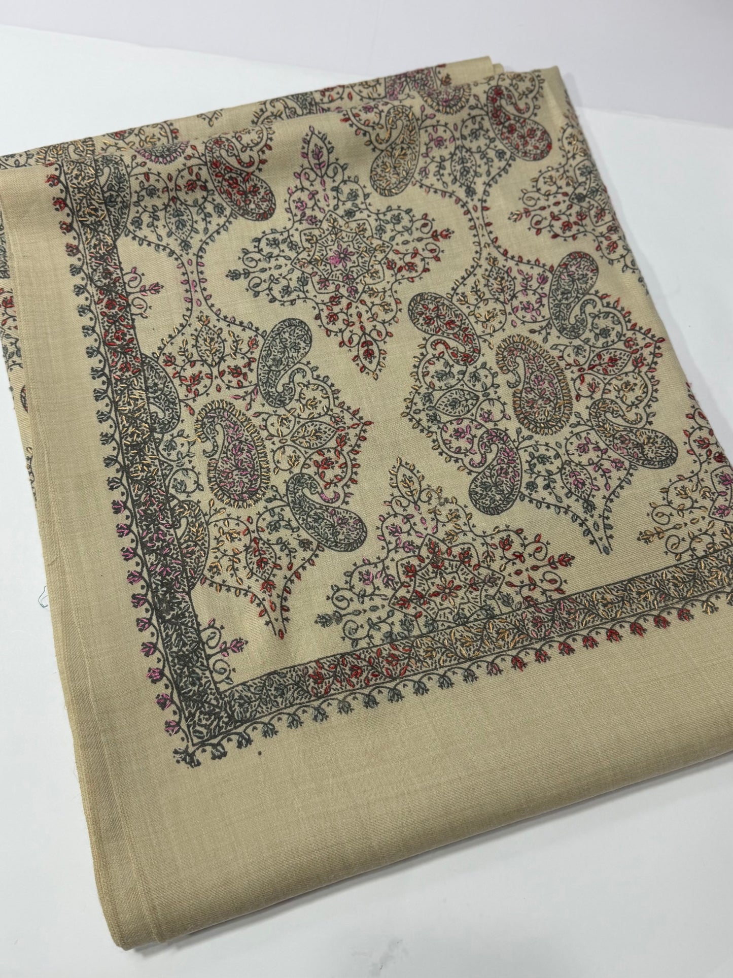 Pashmina Shawl | Hand Embroidery on Print Beautiful Shawl | Skin