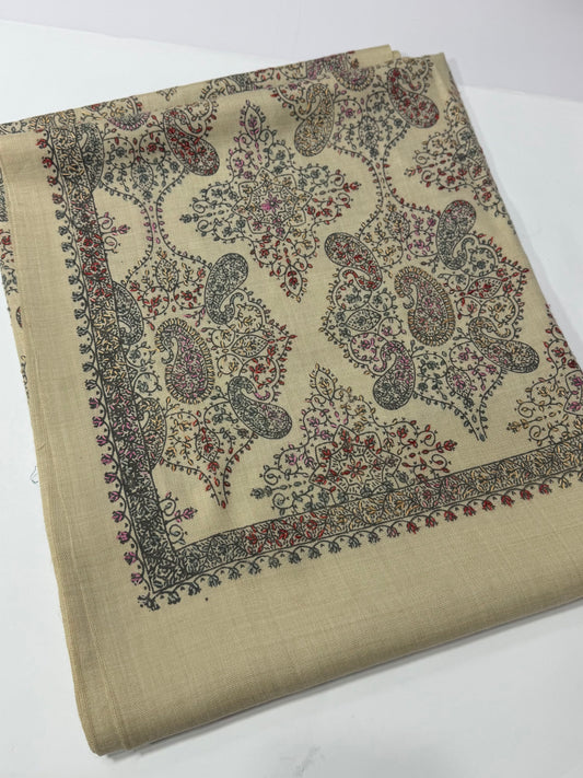 Pashmina Shawl | Hand Embroidery on Print Beautiful Shawl | Skin