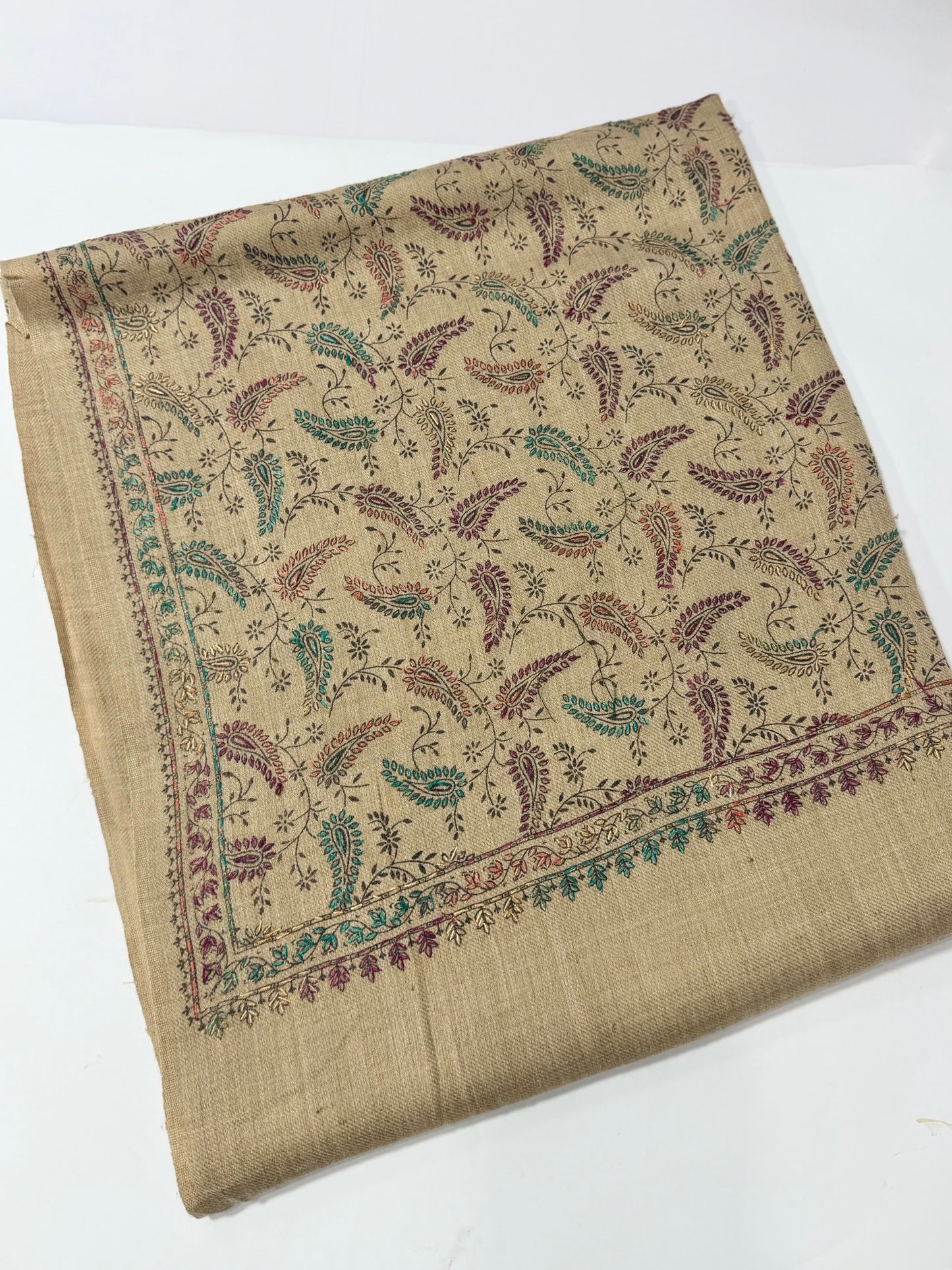 Pashmina Shawl | Hand Embroidery on Print Beautiful Shawl | Skin