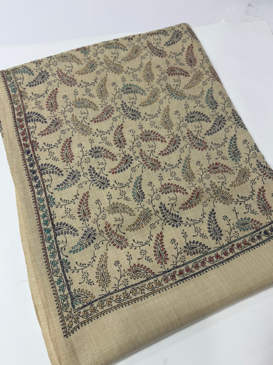 Pashmina Shawl | Hand Embroidery on Print Beautiful Shawl | Skin