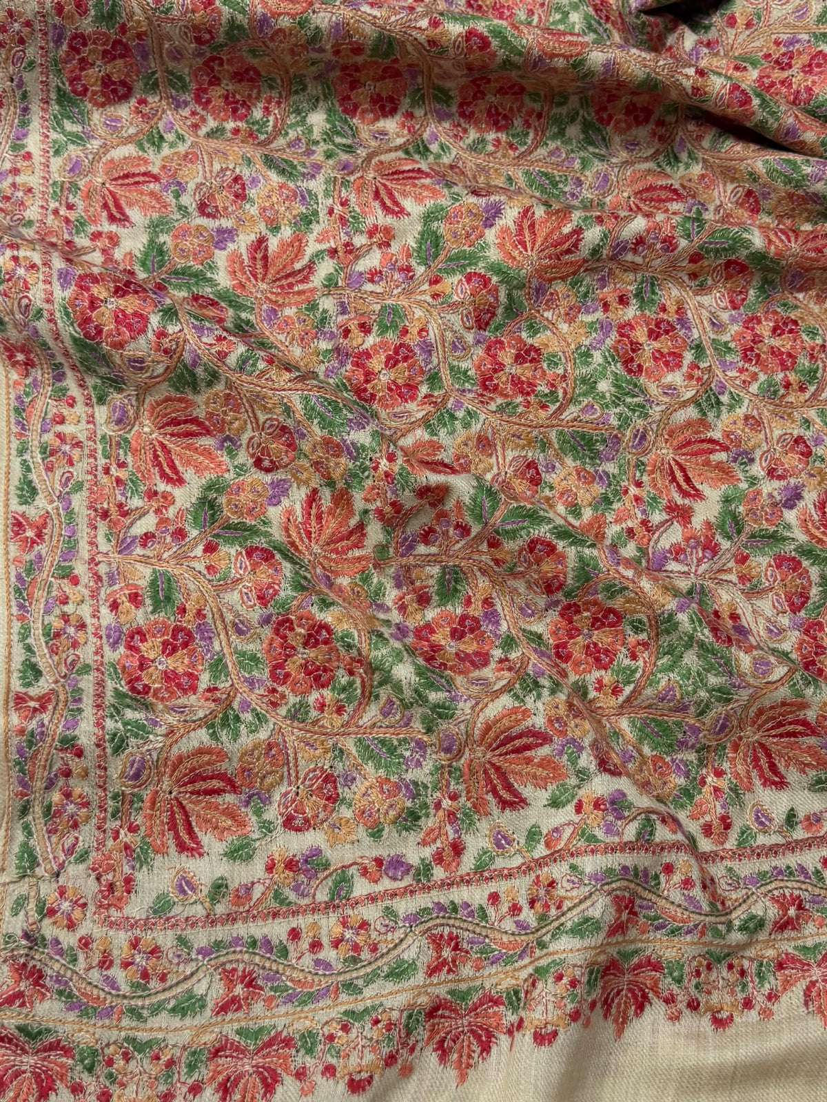 Full Embroidered Jama Jaal Pashmina Shawl | Skin