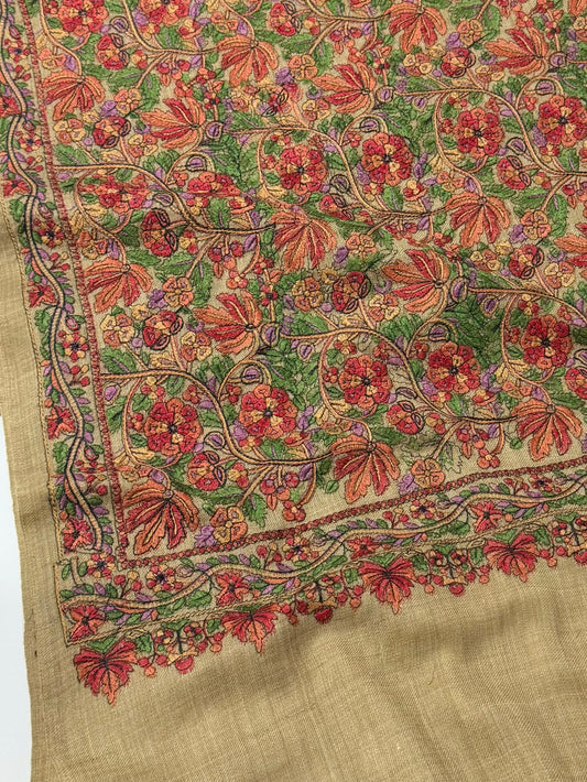 Full Embroidered Jama Jaal Pashmina Shawl | Dark Skin