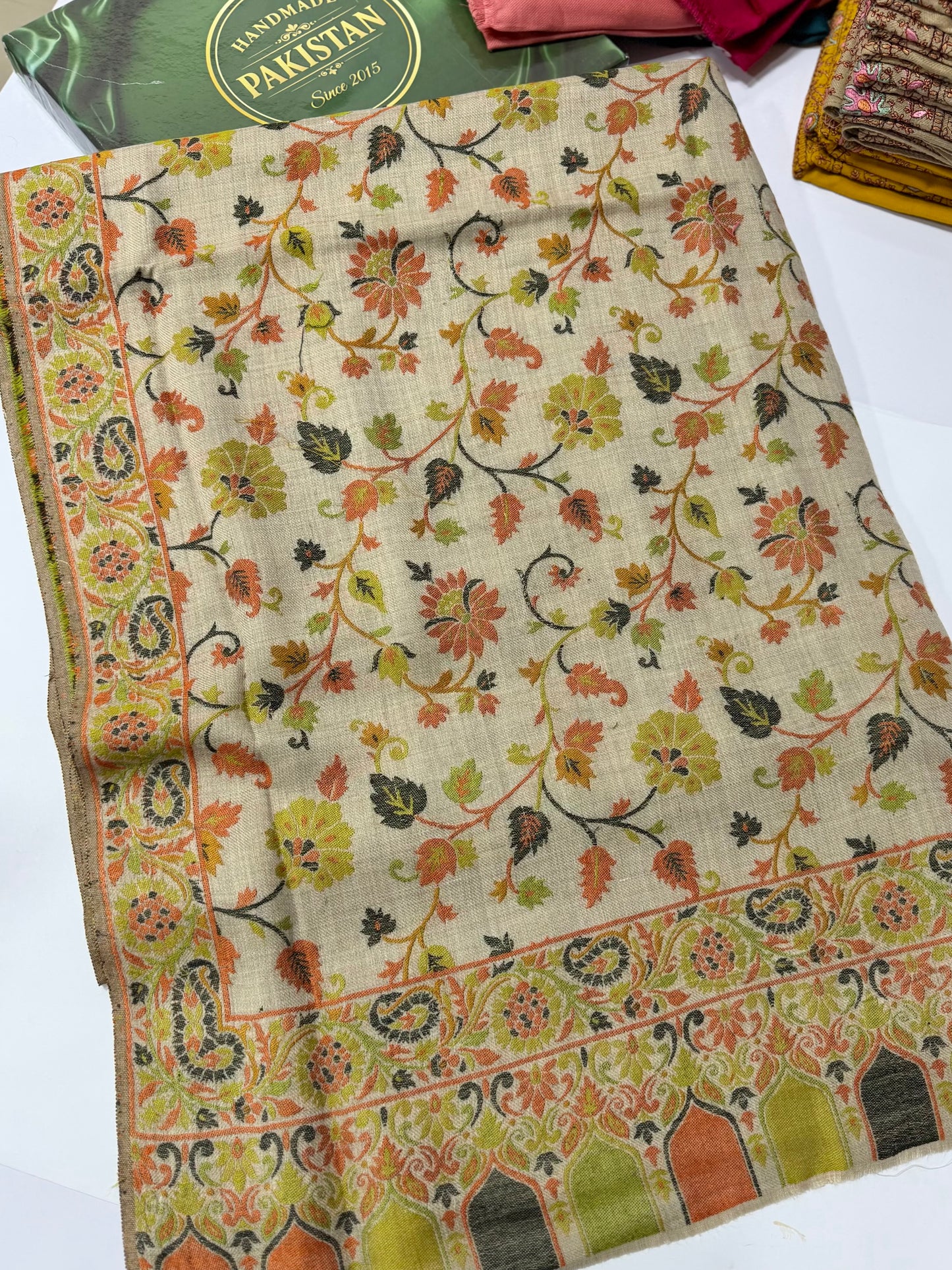 Pashmina Wool Multi Kani Shawl in Full Size | Multi Kani Work