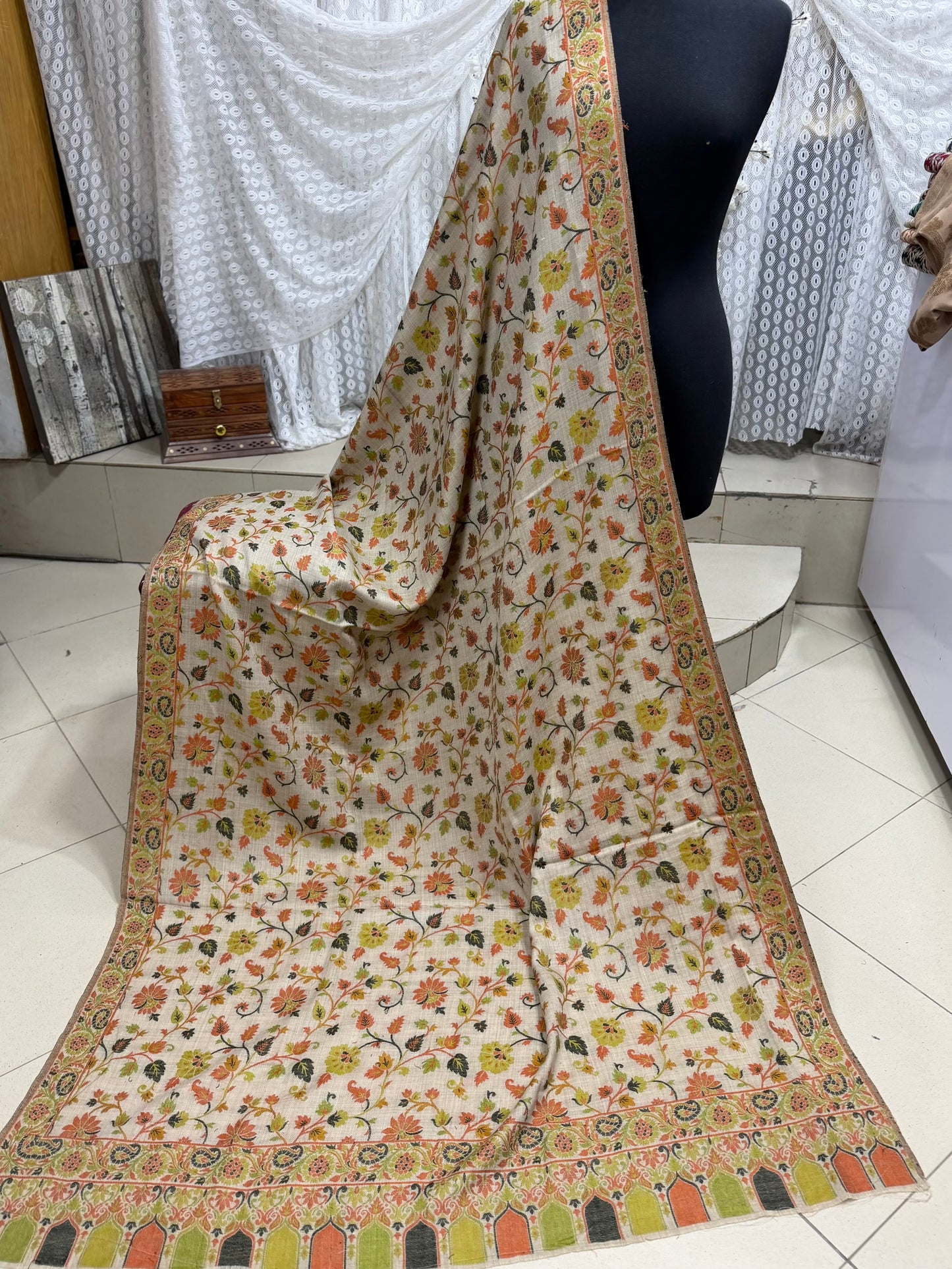 Pashmina Wool Multi Kani Shawl in Full Size | Multi Kani Work