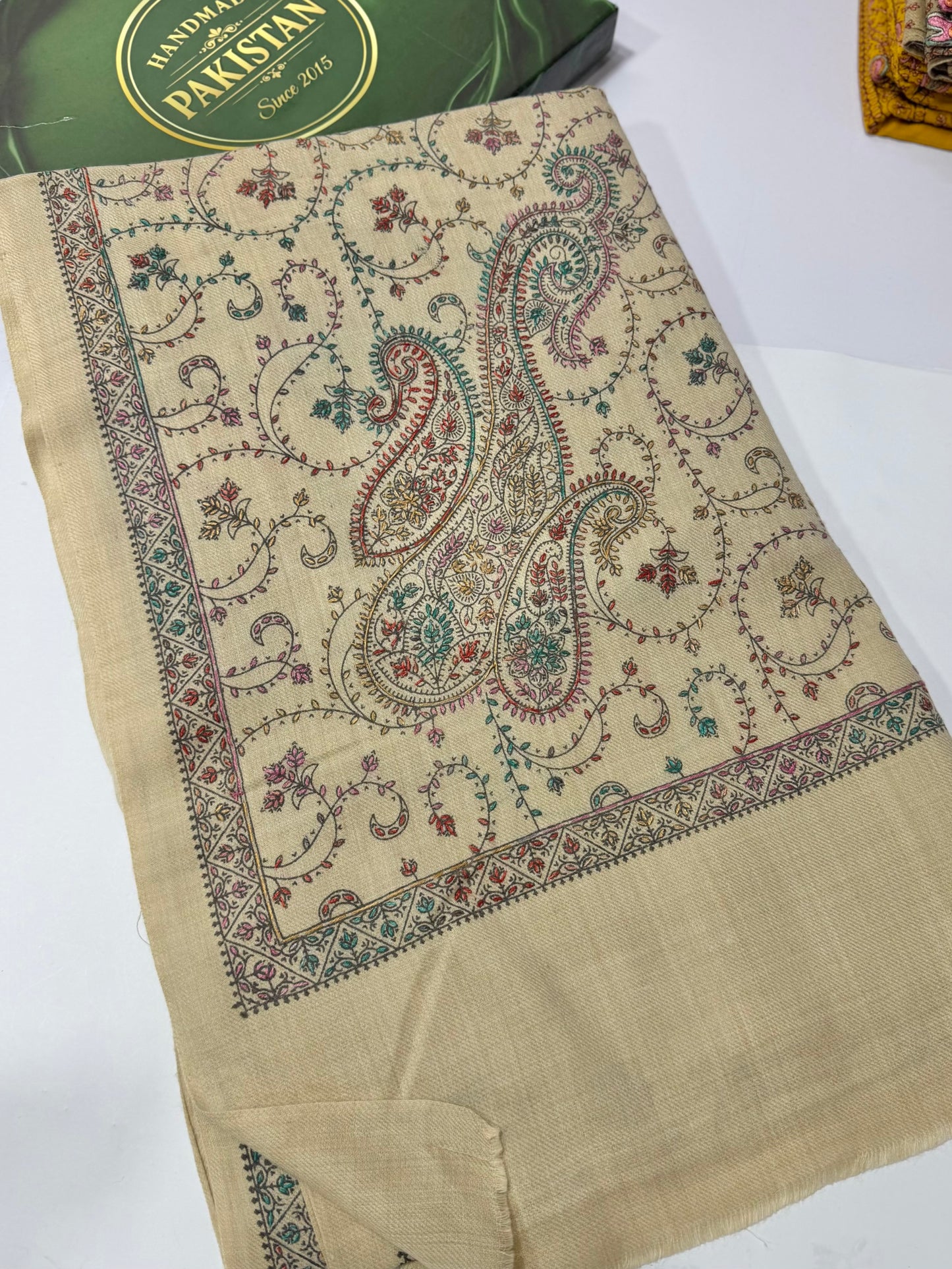 Pashmina Stole | Print and Embroidery in Sale Price Perfect for Gifts | Light Skin