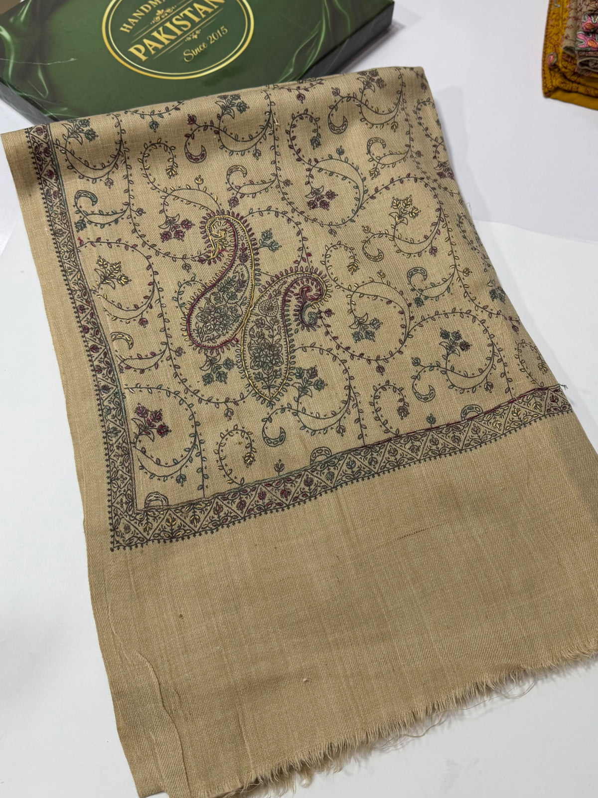 Pashmina Stole | Print and Embroidery in Sale Price Perfect for Gifts | Dark Skin