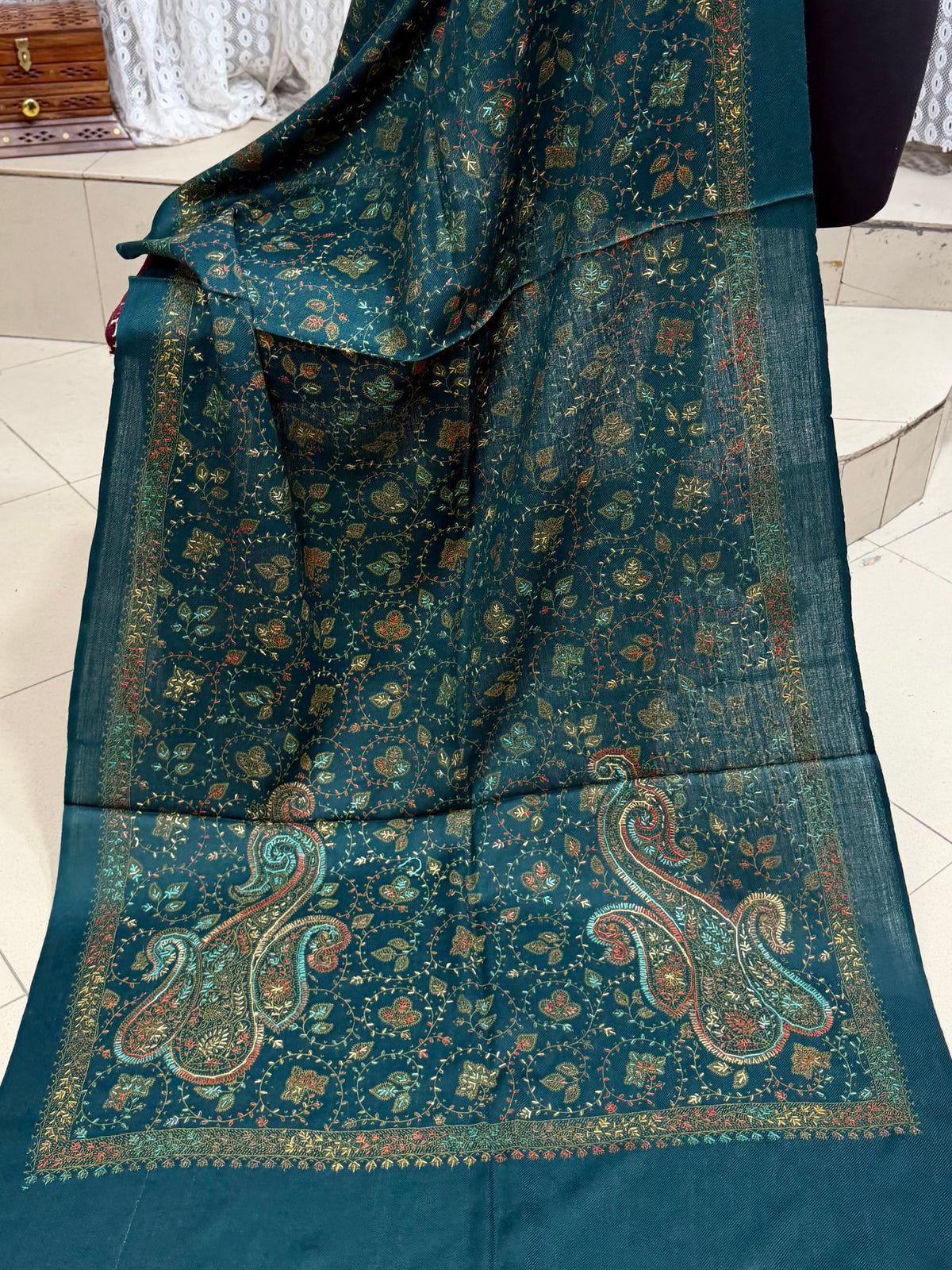 Pashmina Stole | Print and Embroidery in Sale Price Perfect for Gifts | Zinc