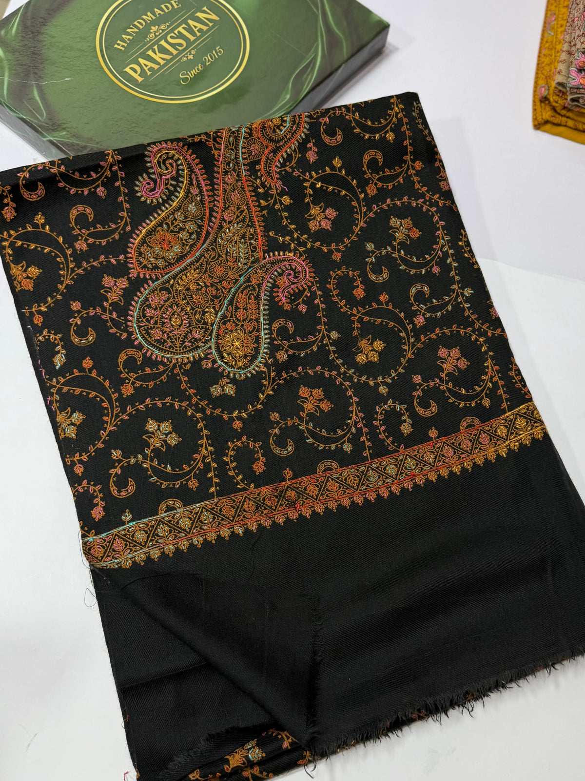 Pashmina Stole | Print and Embroidery in Sale Price Perfect for Gifts | Black
