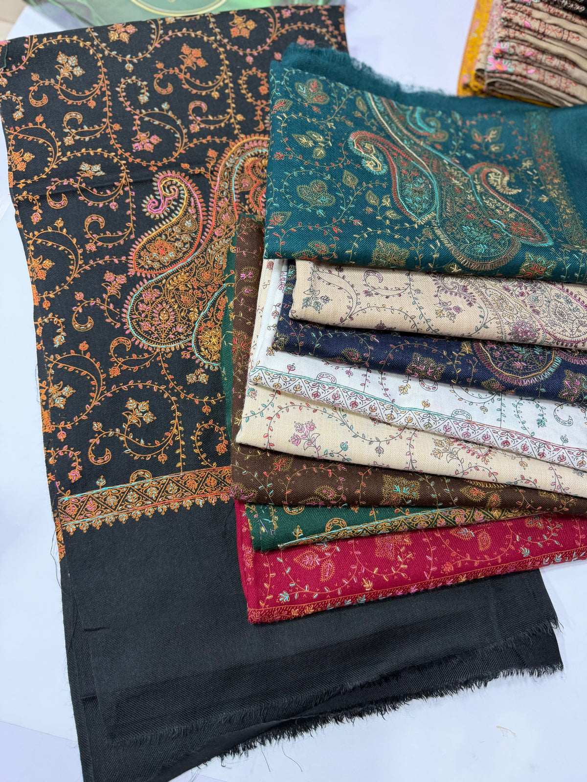 Pashmina Stole | Print and Embroidery in Sale Price Perfect for Gifts | Black