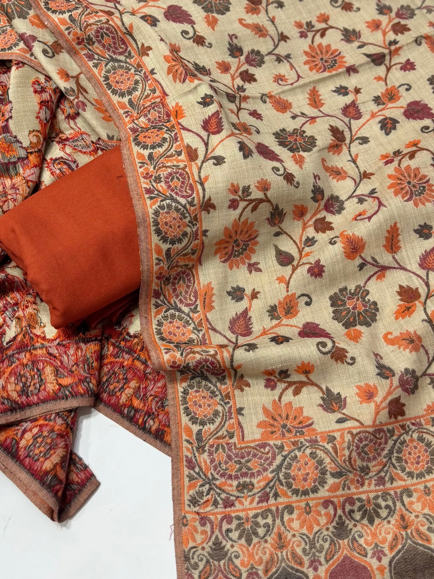 3 Piece Kani Shawl Suit | Plain Marina Suit With Kani Pashmina Shawl Perfect Gift