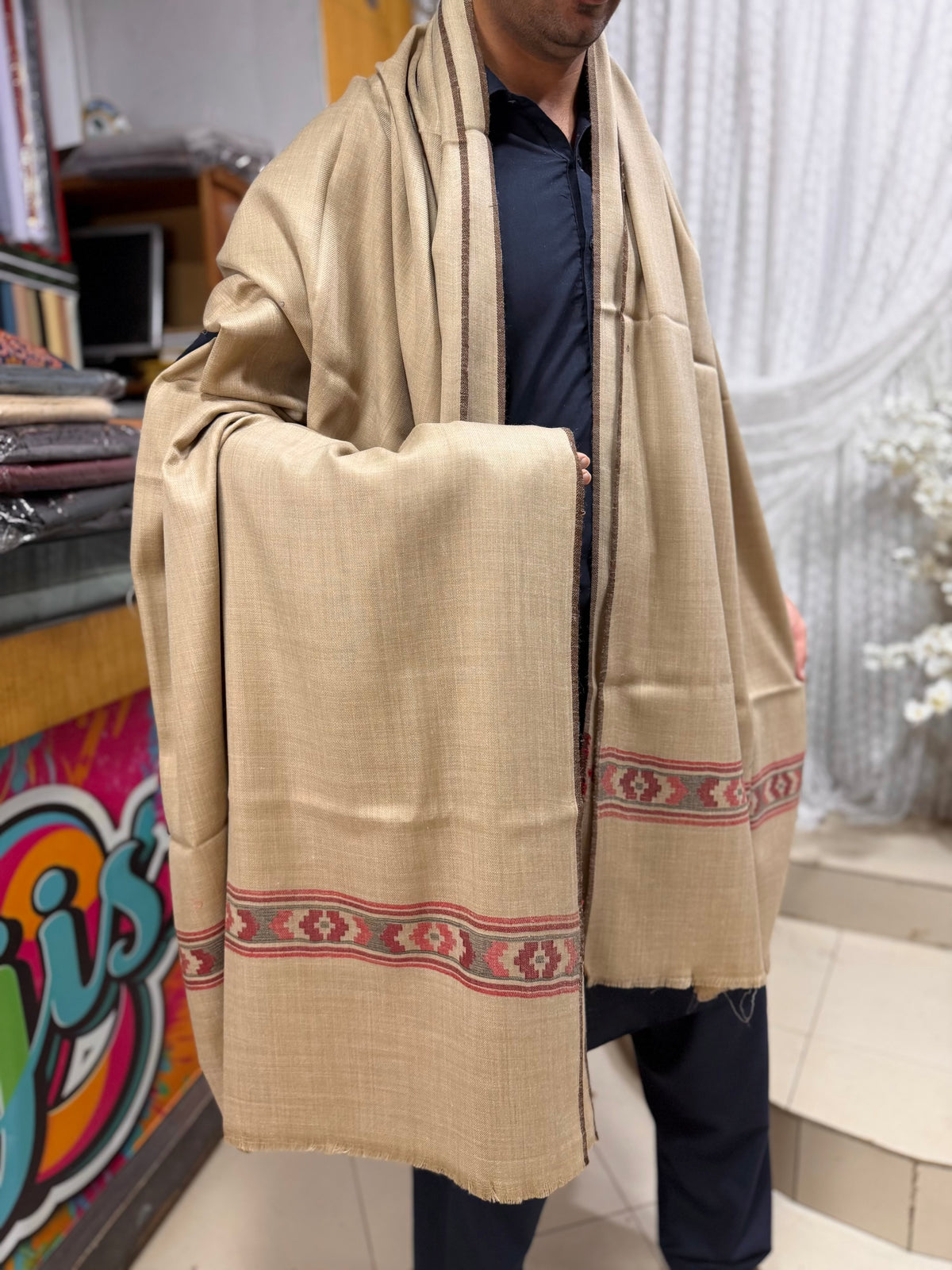 Kashmiri Gents Shawl | Pure Pashmina Kashmiri Made Gents Shawl Soft Lightweight | Perfect Gift