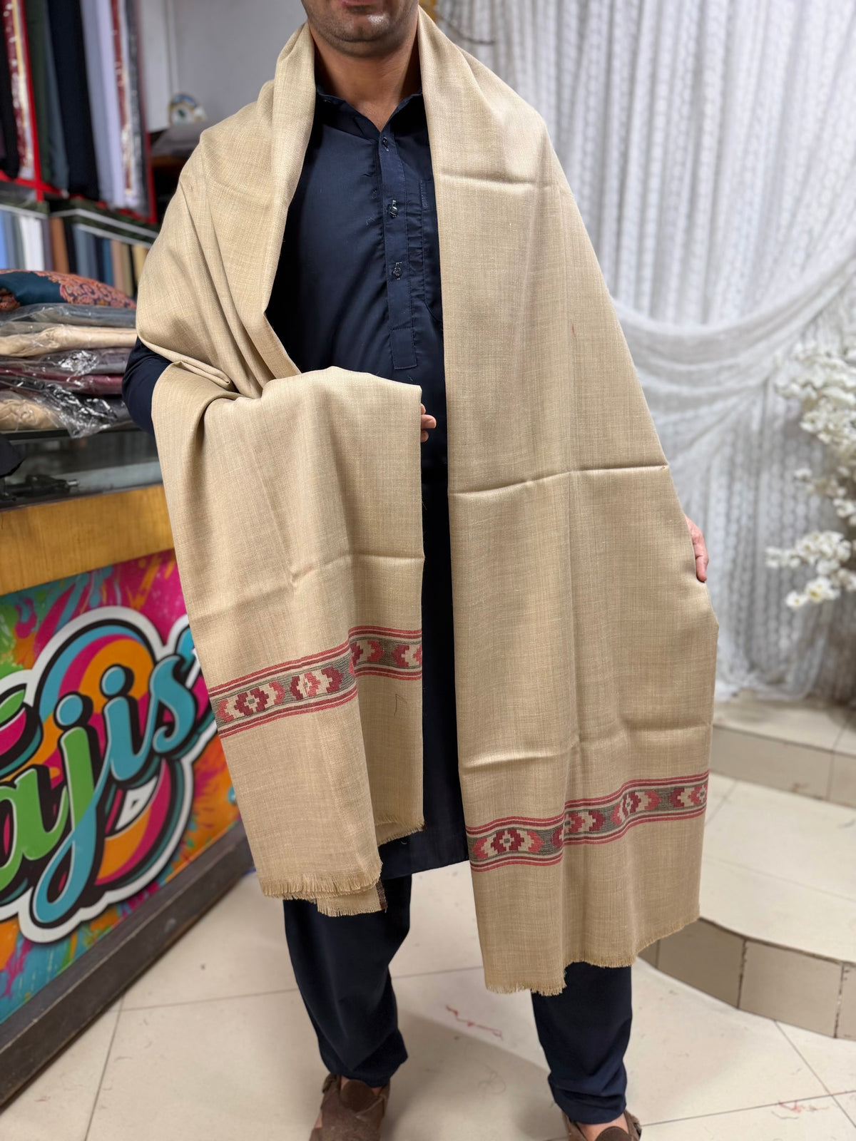 Kashmiri Gents Shawl | Pure Pashmina Kashmiri Made Gents Shawl Soft Lightweight | Perfect Gift