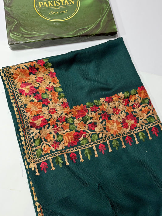 Kashmiri Shawl | Fine Pashmina Aari 4 Side Border Shawl Gift Item | Zinc