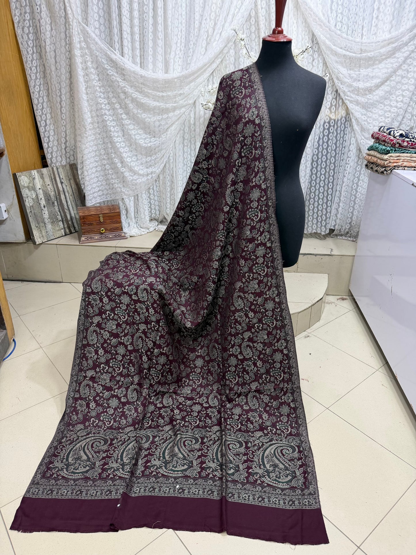 Pashmina Wool Multi Kani Shawl in Full Size | Multi Kani Work