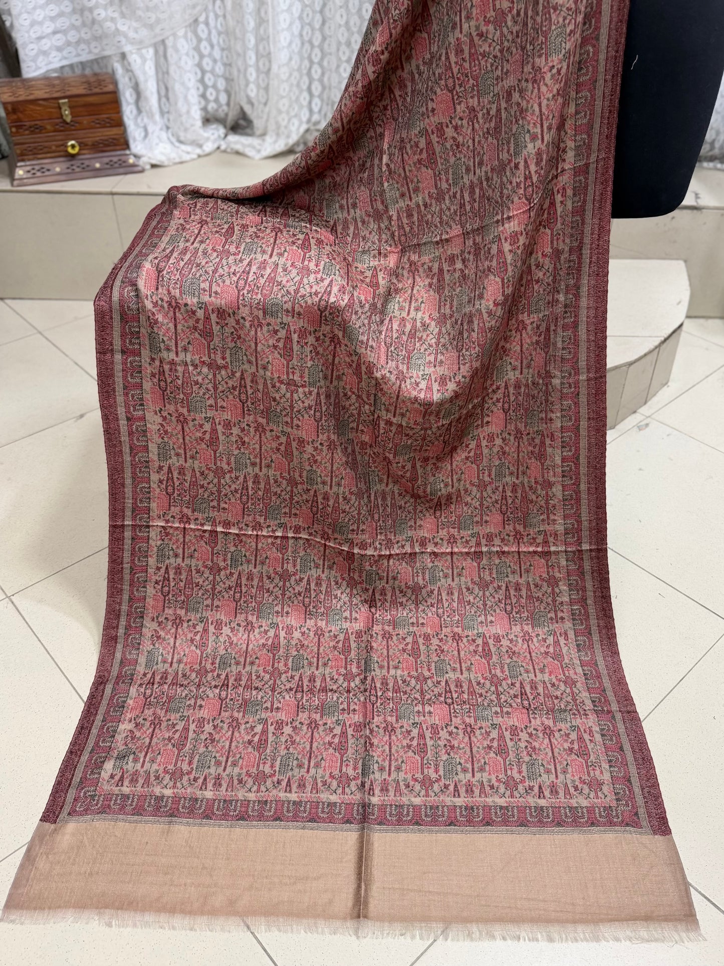 Kani Original Stole | Made in Kashmir Weaved Kani Toosh Pashmina Stole Perfect Winter Gift