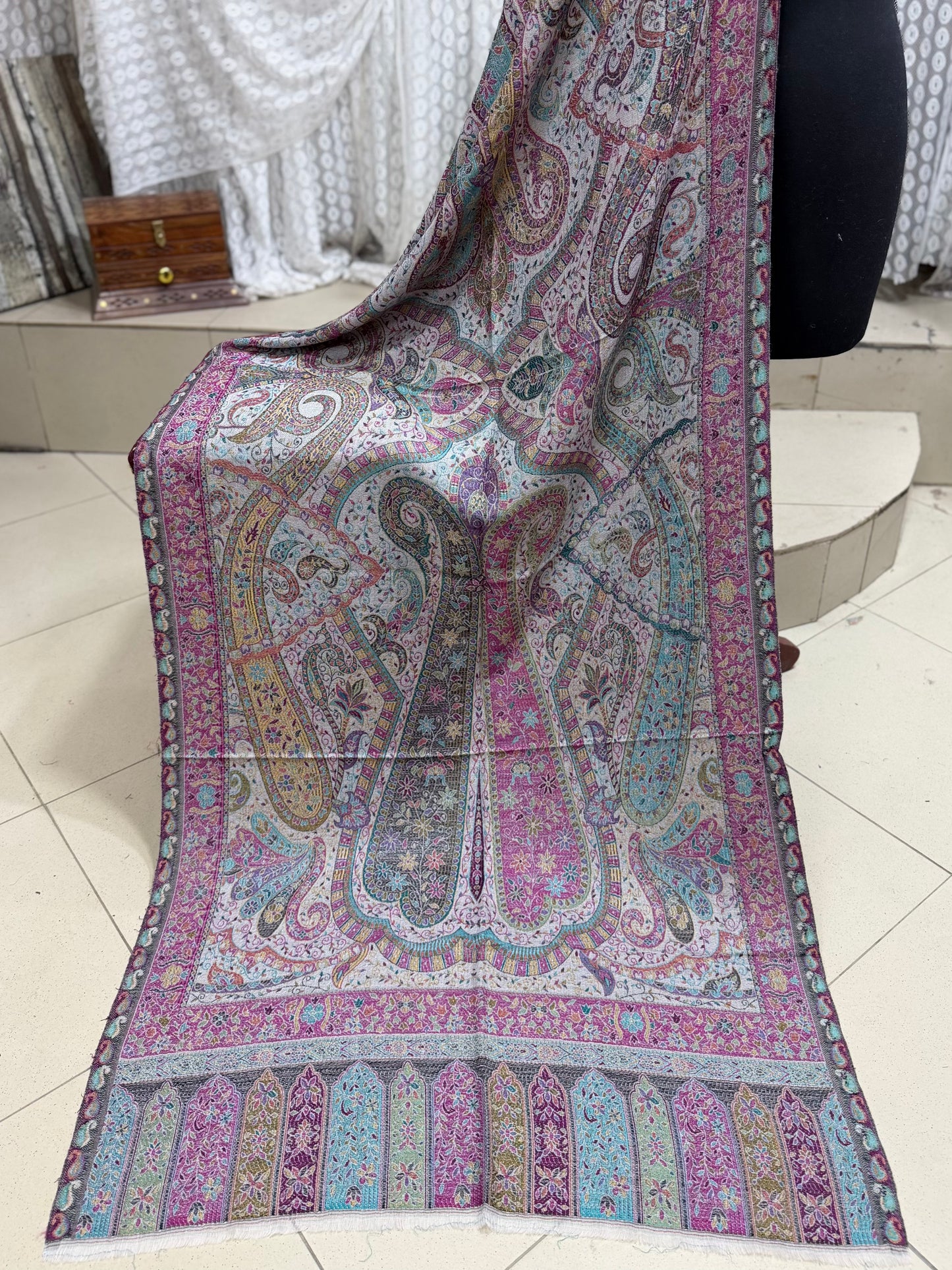 Kani Original Stole | Made in Kashmir Weaved Kani Toosh Pashmina Stole Perfect Winter Gift