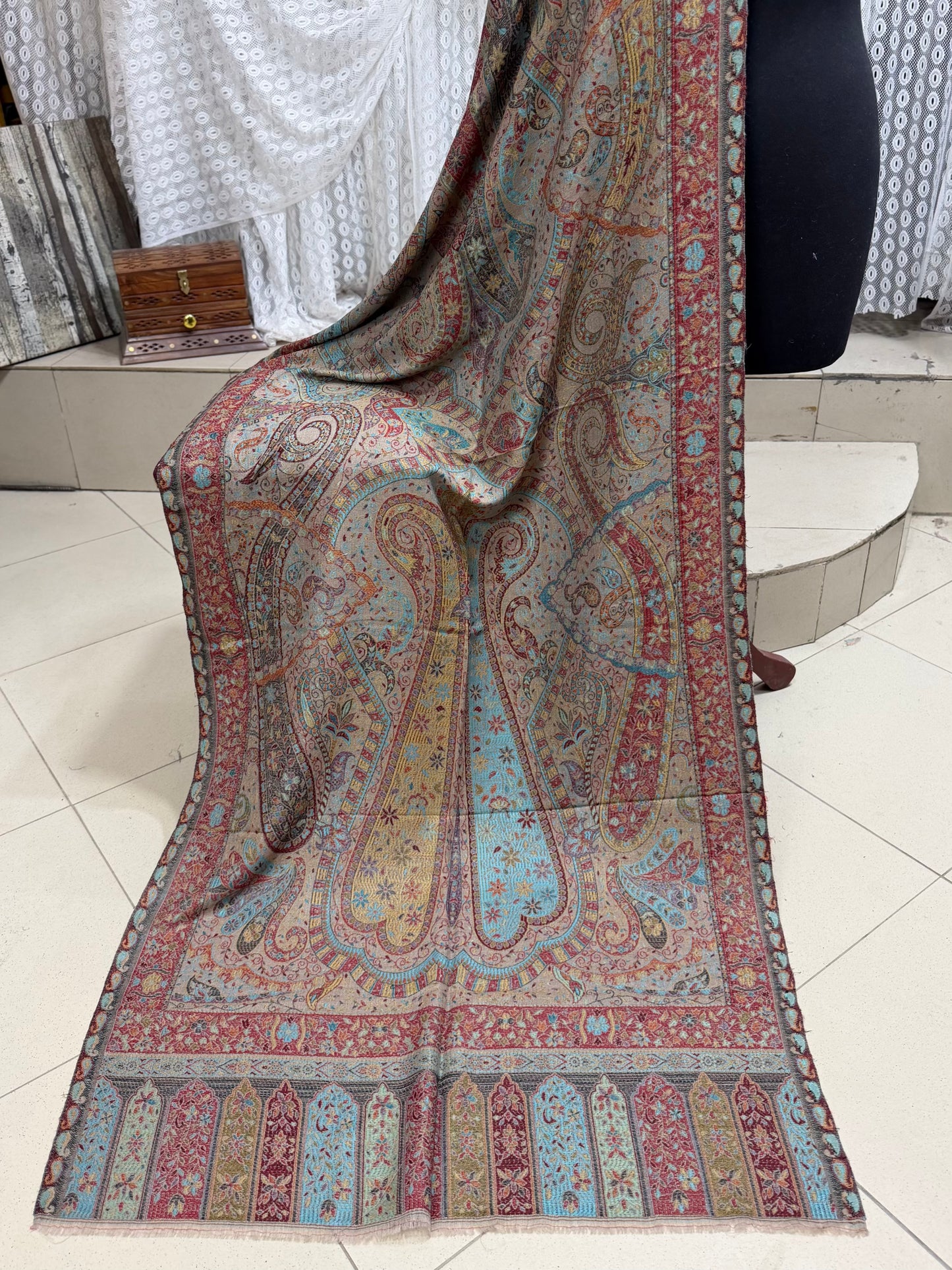 Kani Original Stole | Made in Kashmir Weaved Kani Toosh Pashmina Stole Perfect Winter Gift