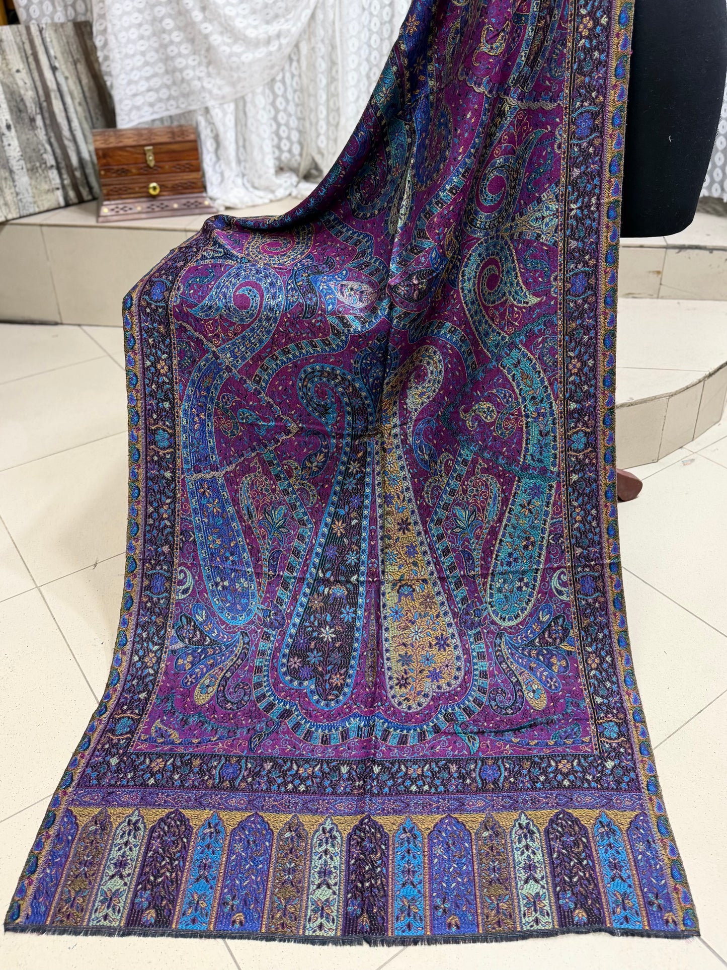 Kani Original Stole | Made in Kashmir Weaved Kani Toosh Pashmina Stole Perfect Winter Gift