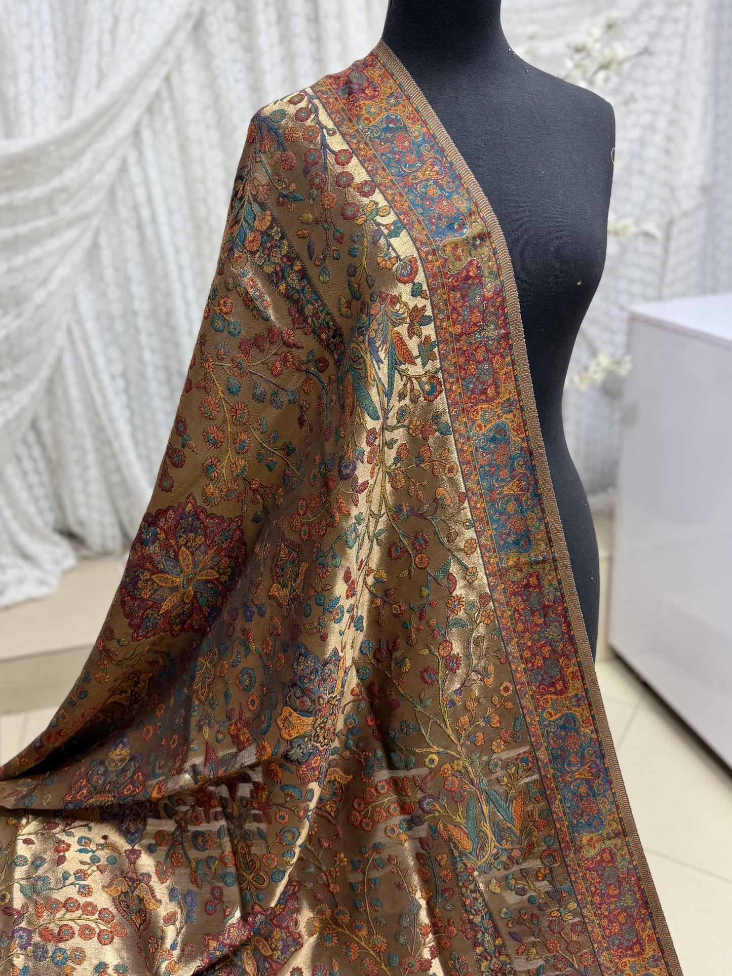 Moonlight Kani Silk Shawl, Wedding Wrap Perfect Gift Made in Kashmir