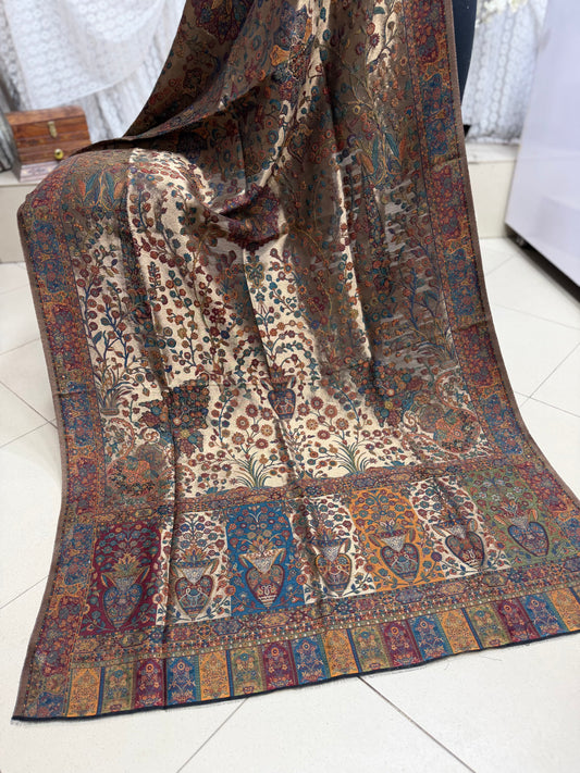 Moonlight Kani Silk Shawl, Wedding Wrap Perfect Gift Made in Kashmir