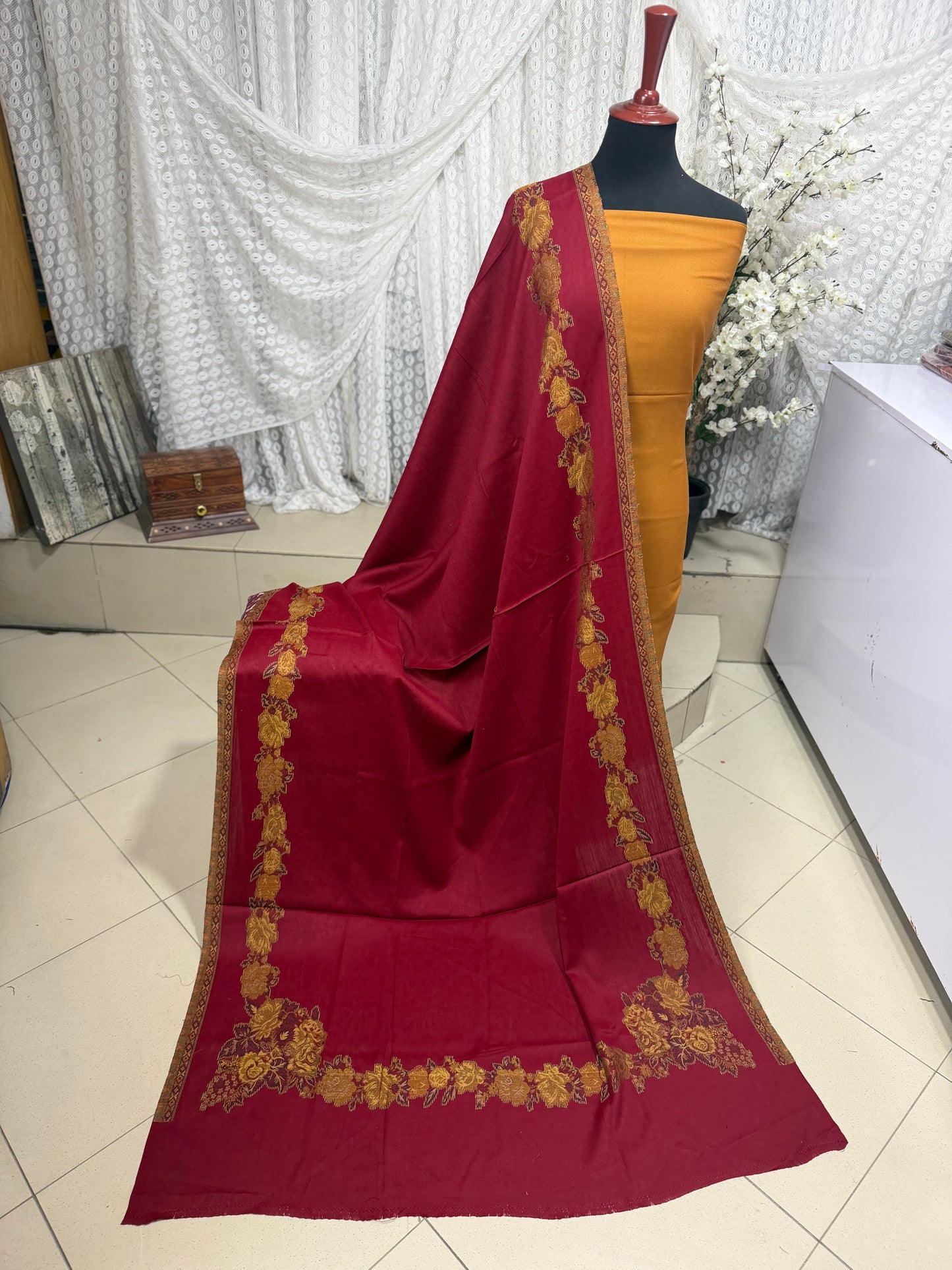 3 Piece Kani Shawl Suit | Plain Marina Suit With Kani Pashmina Shawl Perfect Gift